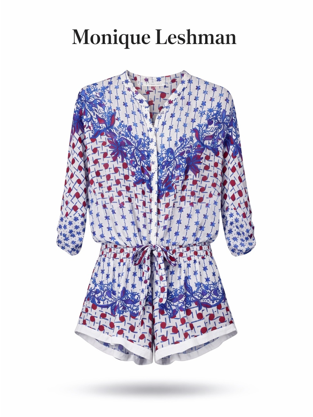 Poupette St Barth Romper with Blue & Red Design